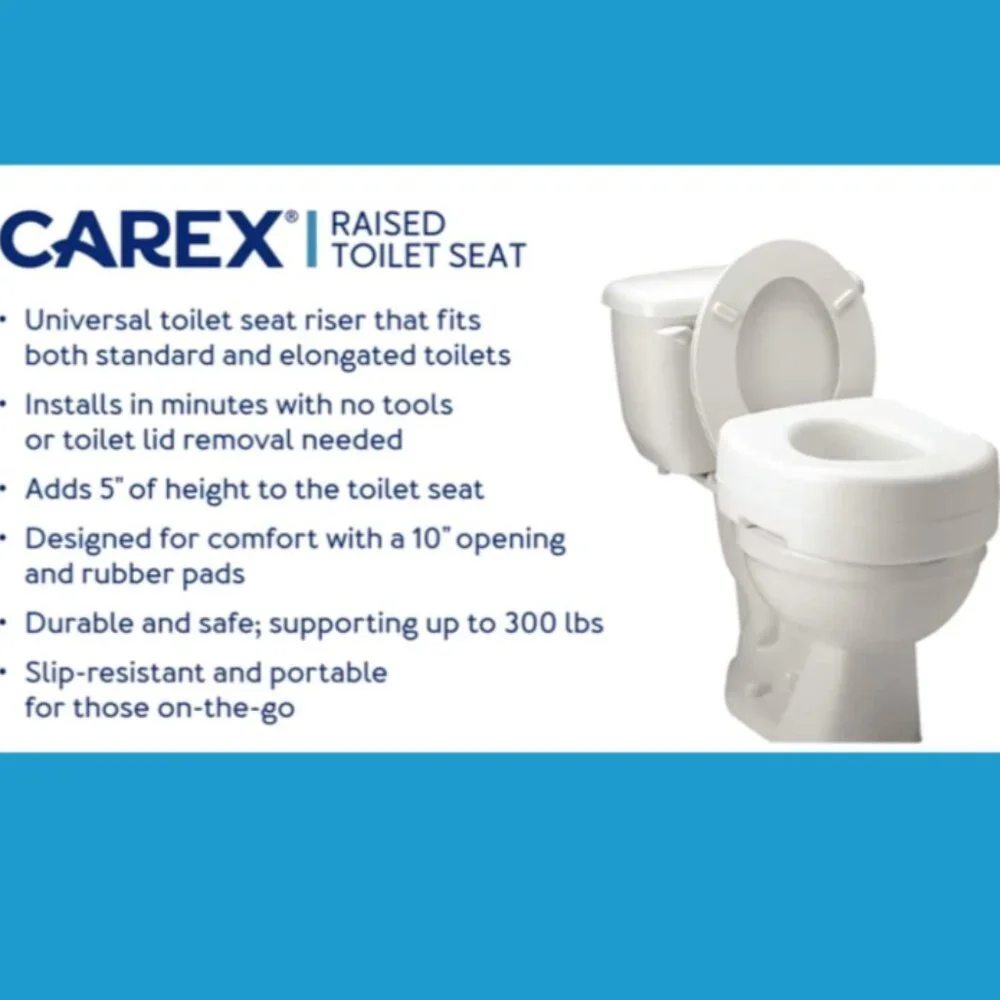 Carex Economy‎ White Plastic Raised Toilet Seat 5